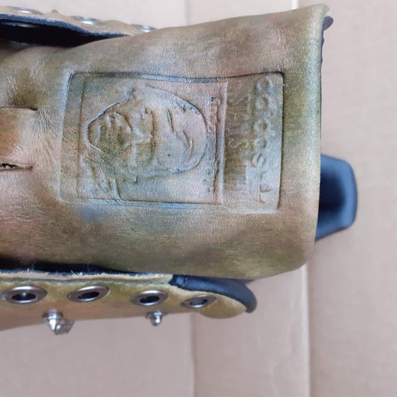 DIESEL x ADIDAS STAN SMITH 100%LEATHER Spooky Spike Goth Rebel Sneaker Antique 9 - Picture 5 of 12